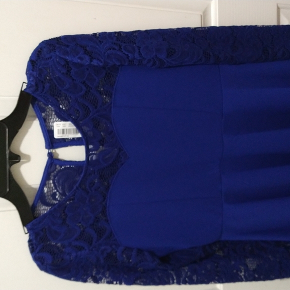 Rare Editions Lace/Scuba Two-Tier Fit-And-Flare Dress Big Girls Size 14 - Picture 4 of 7